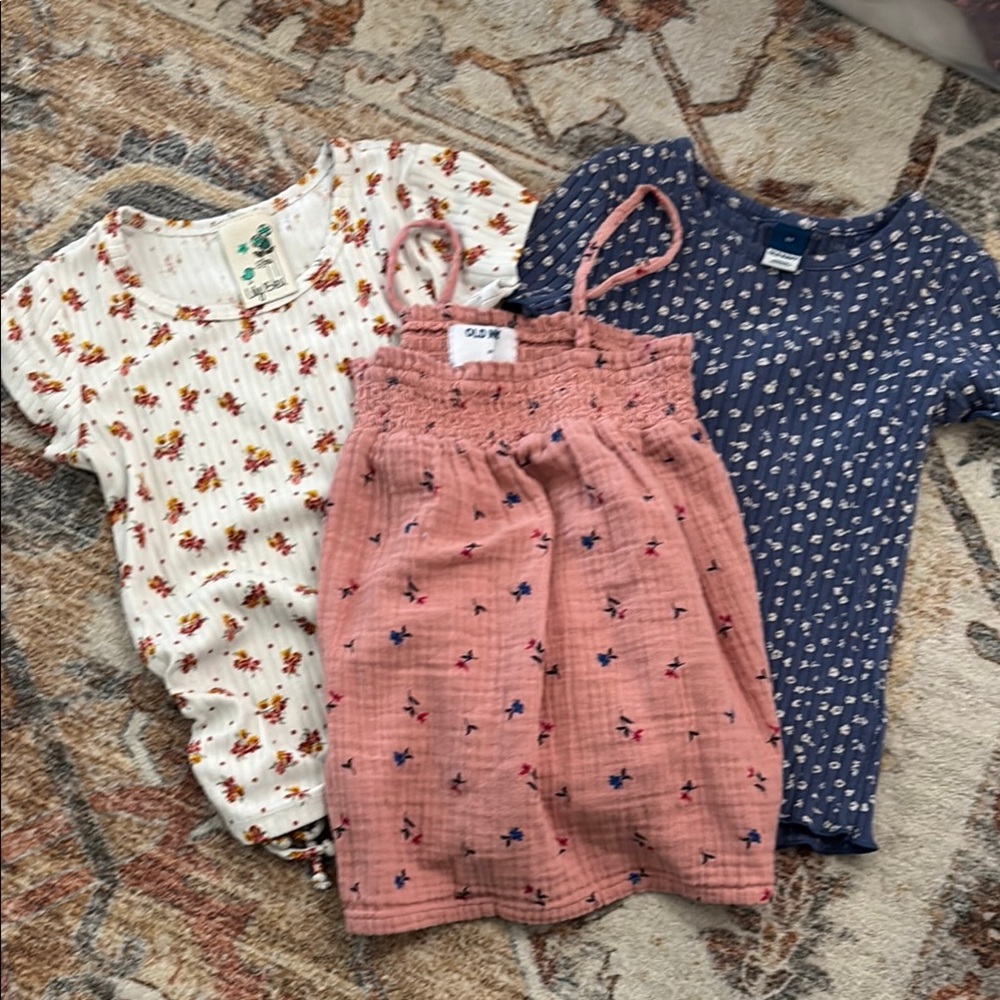 Old Navy White and Pink Blouses with Delicate Patterns